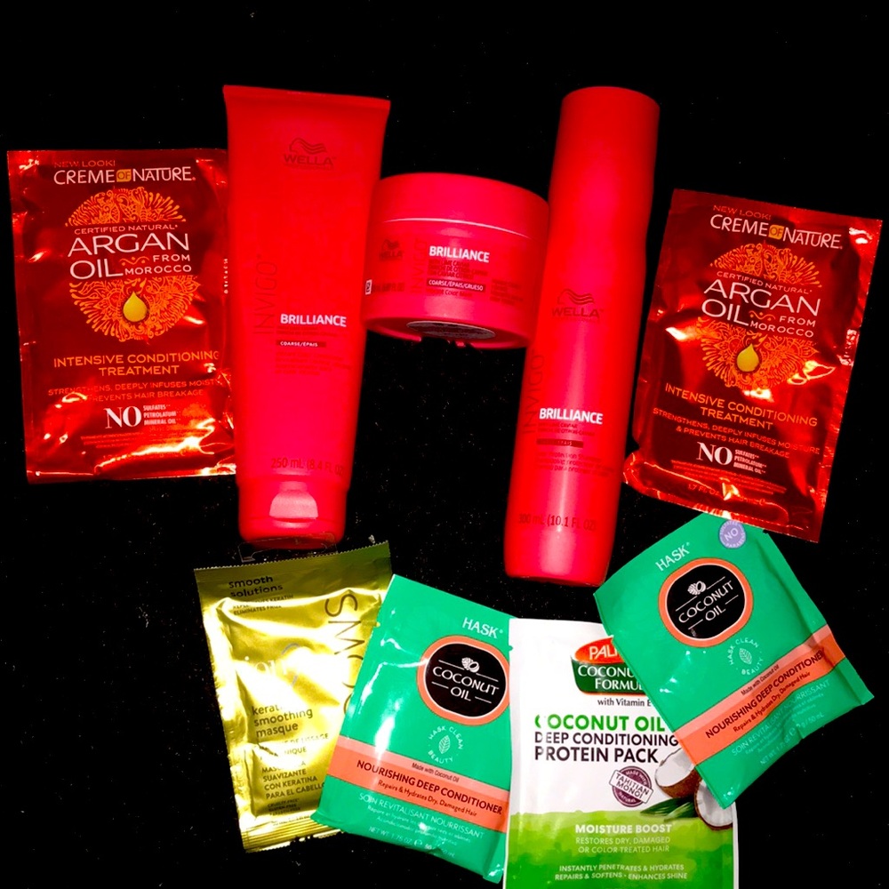 Wella brilliance set of 3. All used once. + 6 conditioning packs.